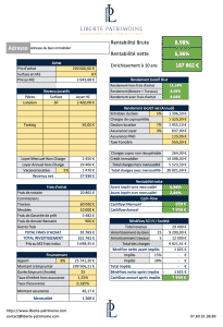 feuille de calcul de la rentabilité locative